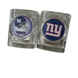 2 New York Giants Heavy Glass Shot Glasses